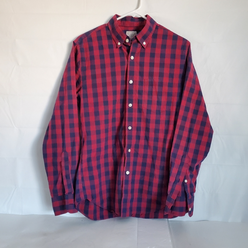 J Crew Quality Woven Tailored Red /Blue plaid lon